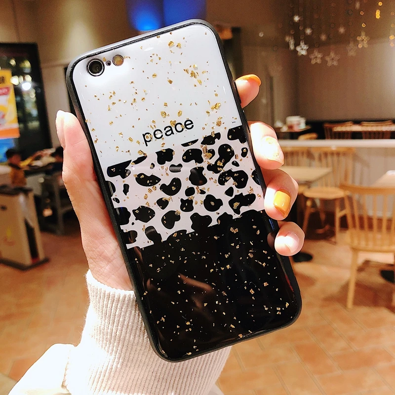 Чехол для iphone X XS XR MAX с золотым блеском и леопардовым узором 6 6s 7 8 9 plus защитный