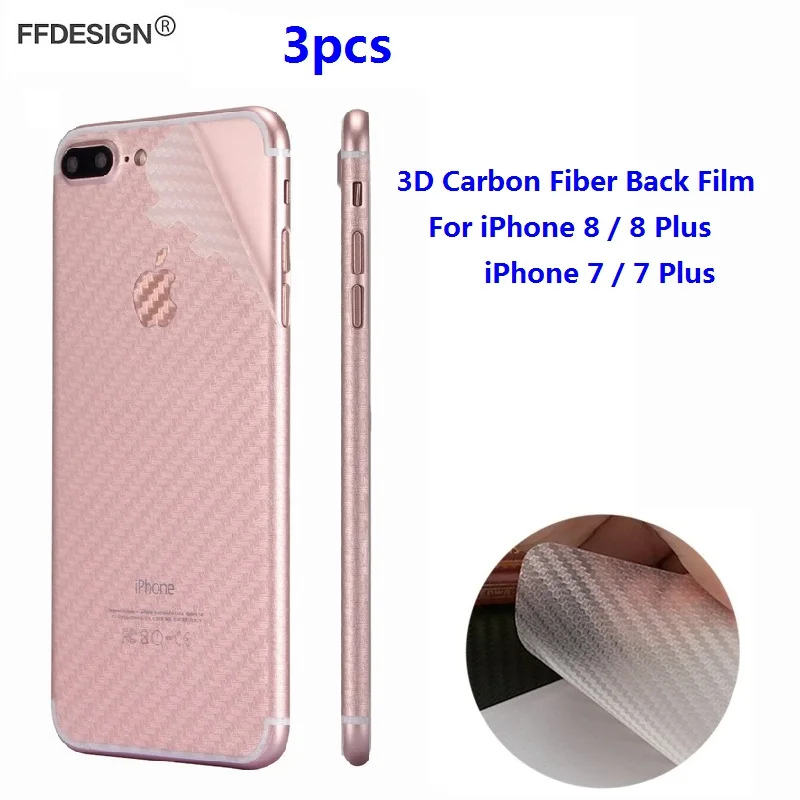 Для iPhone 7 8 Plus Защитная пленка для задней панели 3D углеродное волокно задняя