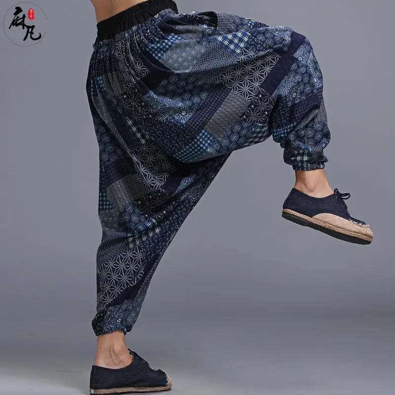 2017 ярд Для мужчин хлопок лен Брюки для девочек модные летние большие промежности