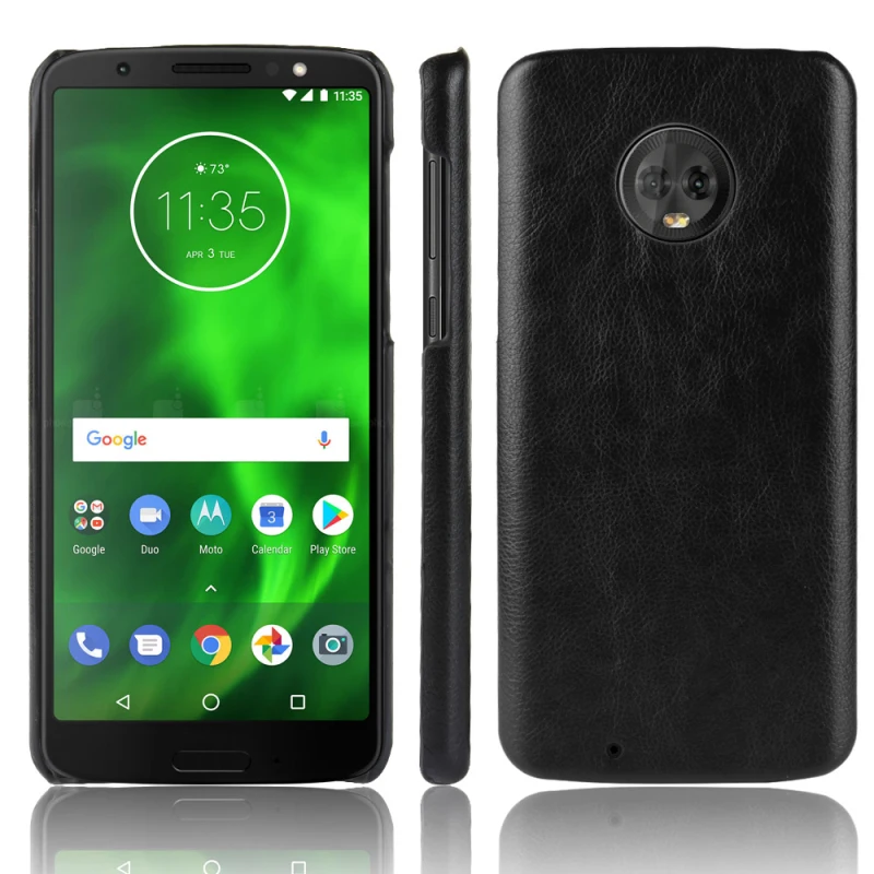 Для MOTO G6 G6Plus Кожаный чехол Роскошный Личи шаблон PU + Жесткая задняя крышка из ПК