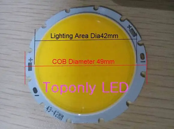 Круглый светодиодный модуль высокой мощности 30 Вт диаметр 49 мм cob лампа DC30 34v 2700