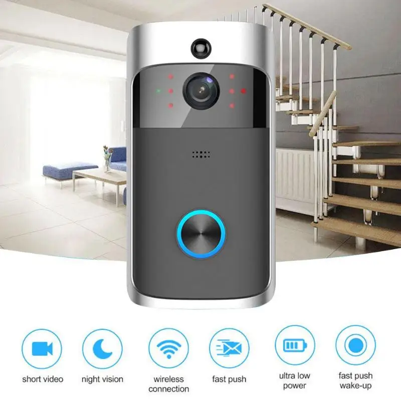 Умный беспроводной дверной звонок с Wi Fi 2 сторонний разговор камера 720P