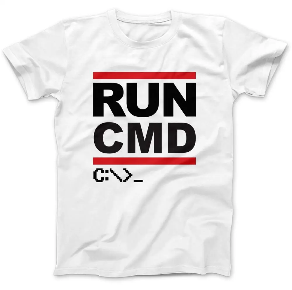 

Run Cmd Computer Programmer T-Shirt Fashion Men Free Shipping Top Tees Custom Any Logo Size Hip Hop T Shirt