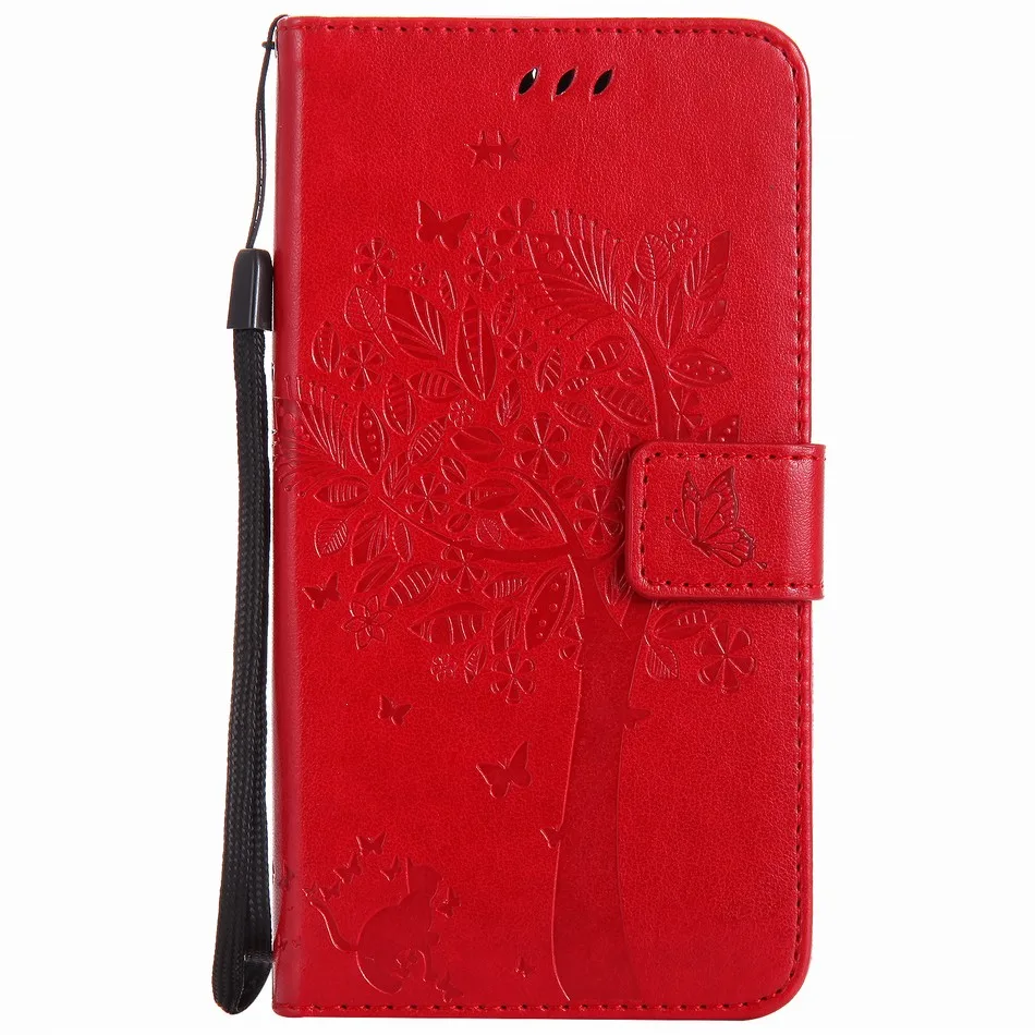Кожаные чехлы DEEVOLPO с цветами и деревом для huawei P8 Lite P10 Lite P9 Plus P7 Y3 Y5 mate S 7 8 9 Honor V8 крышка DP06Z - Цвет: Red