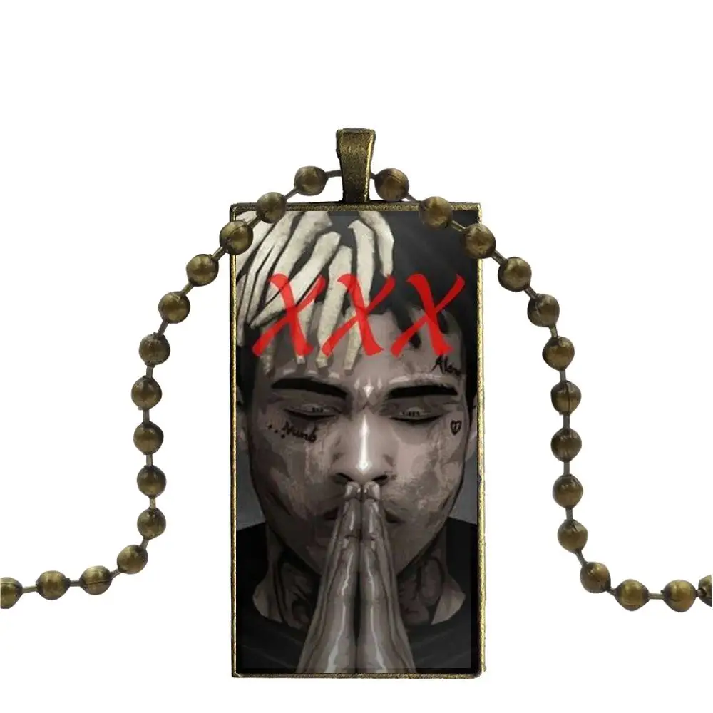 as picture Для школьниц Макси Xxxtentacion модное стеклянное Кабошон ожерелье с женской массивной подвеской прямоугольное ожерелье s ювелирные изделия - Окраска металла: as picture