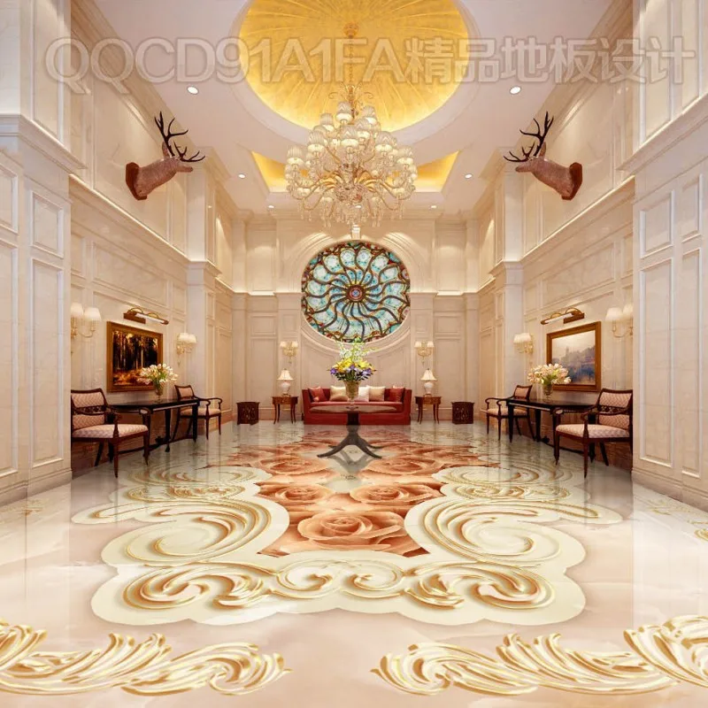 Бесплатная доставка пользовательский паркет пол для ванной комнаты 3D