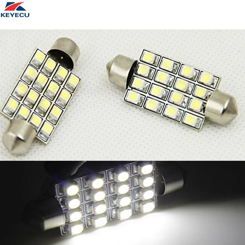 KEYECU 2 шт. DC 12 В белый 42 мм 3528 16SMD светодиодное освещение фестонного типа для