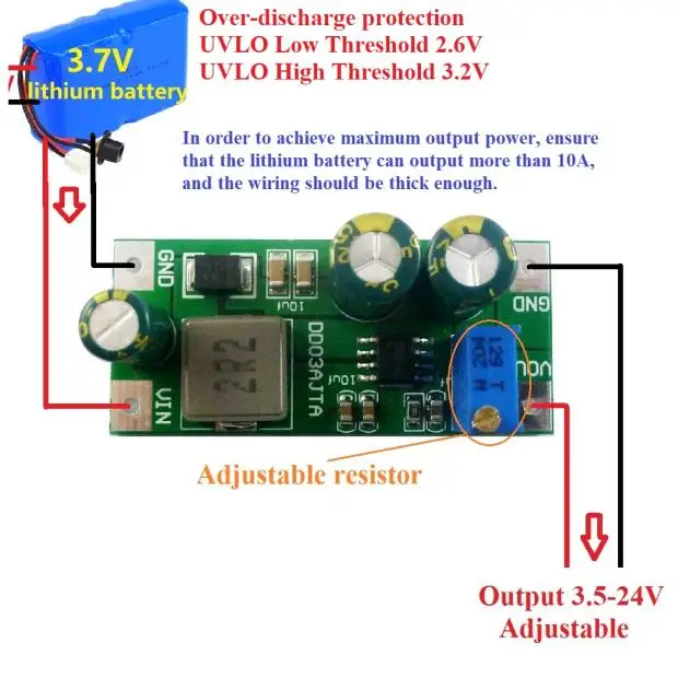 DYKB 30W 6A DC Boost преобразователь 3 2 V 7 до 5 24V 5V 6V 9V 12V регулируемое напряжение