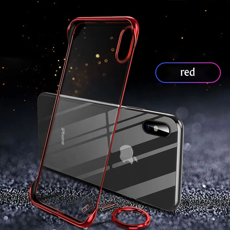 Red Бескаркасное прозрачное покрытие чехол для телефона для iPhone 11 Pro XS MAX XR X модный Ультра тонкий прозрачный жесткий чехол для iPhone 7 8 6 6S P - Цвет: Red