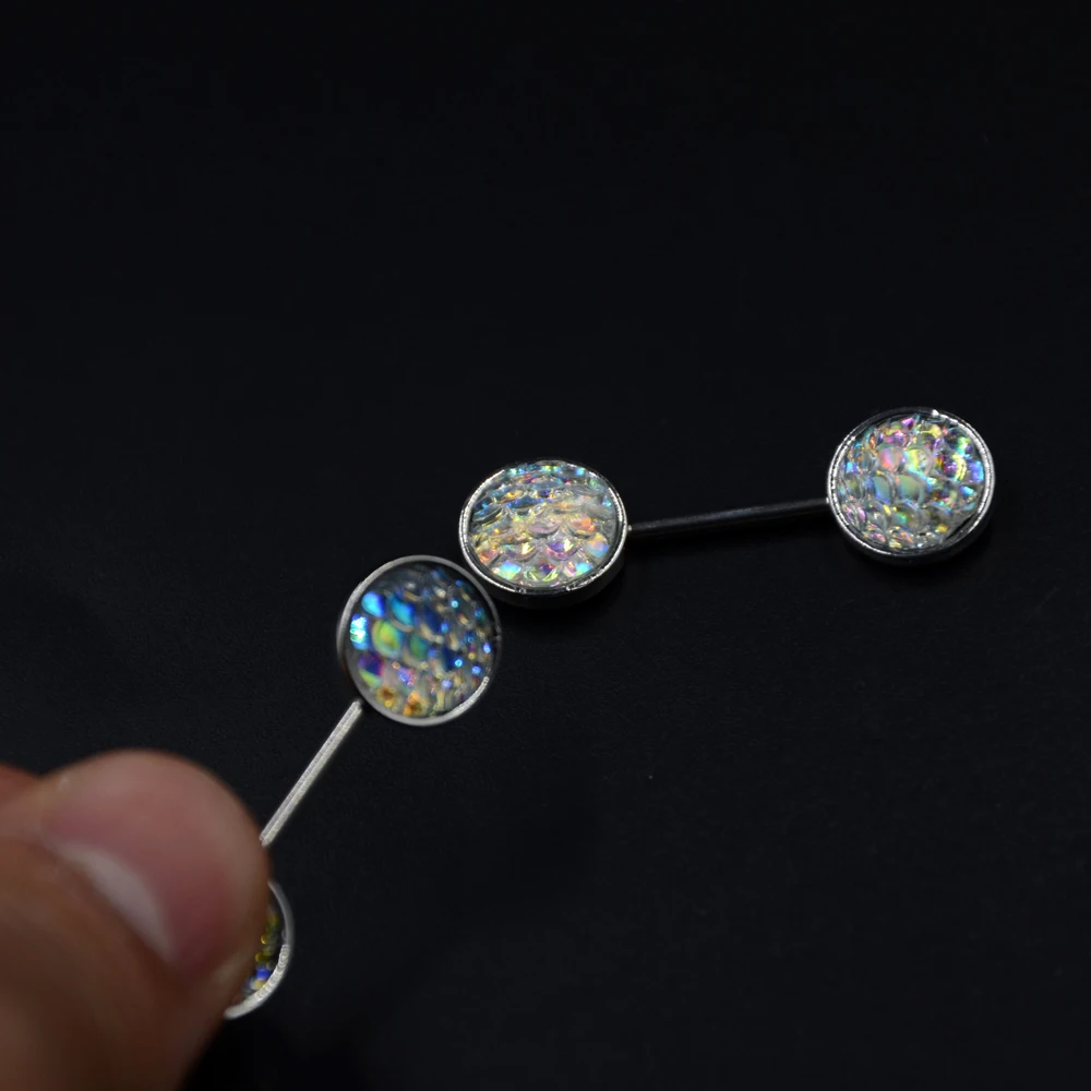 Пара 14 г Хирургическая сталь Bling Druzy скопление рыбья чешуя кольцо для сосков