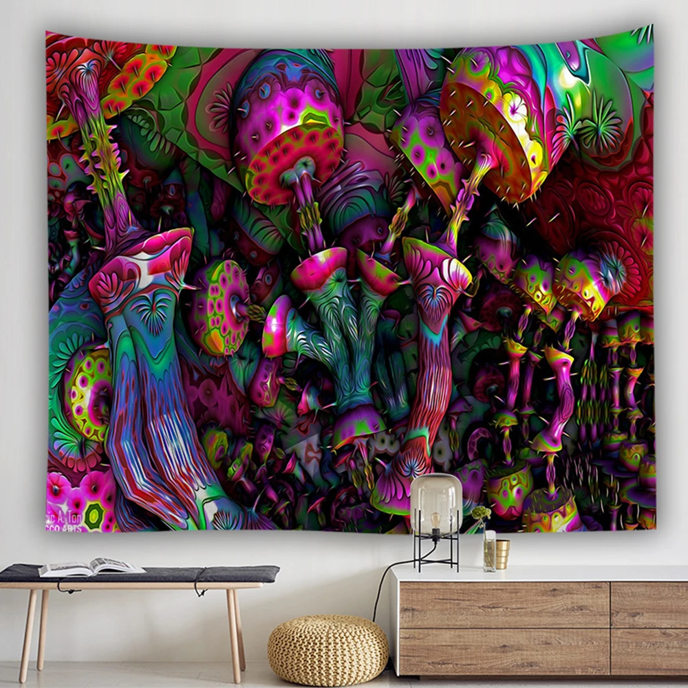 bohemian wall tapestry hanging huge mushroom house fairyland psychedelic tapestriws home decor
