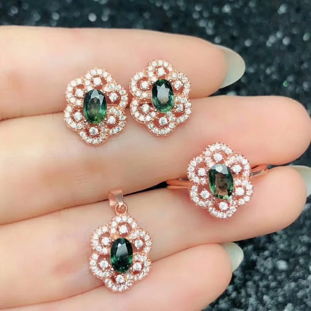 Shilovem 925 Серебряный Натуральный сапфировый Кольца Подвески Серьги Ювелирные Украшения Женские этнические Свадебные открытые btz040601agl