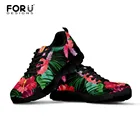 Женские кроссовки на шнуровке FORUDESIGNS, повседневная легкая обувь на плоской подошве, с 3D принтом, Гавайские цветы