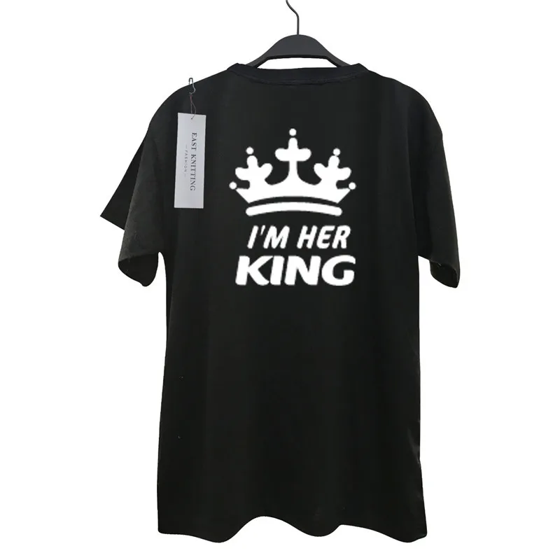 King Мамы, папы, сына, Семейные комплекты одежды King queen Корона принца, принцессы с принтом летняя футболка Пара Одежда - Цвет: King