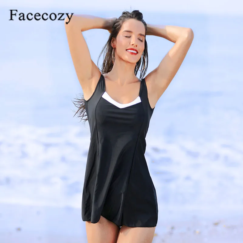 Facecozy Новый Для женщин сплошной купальник лоскутное Двойка бикини плюс Размеры