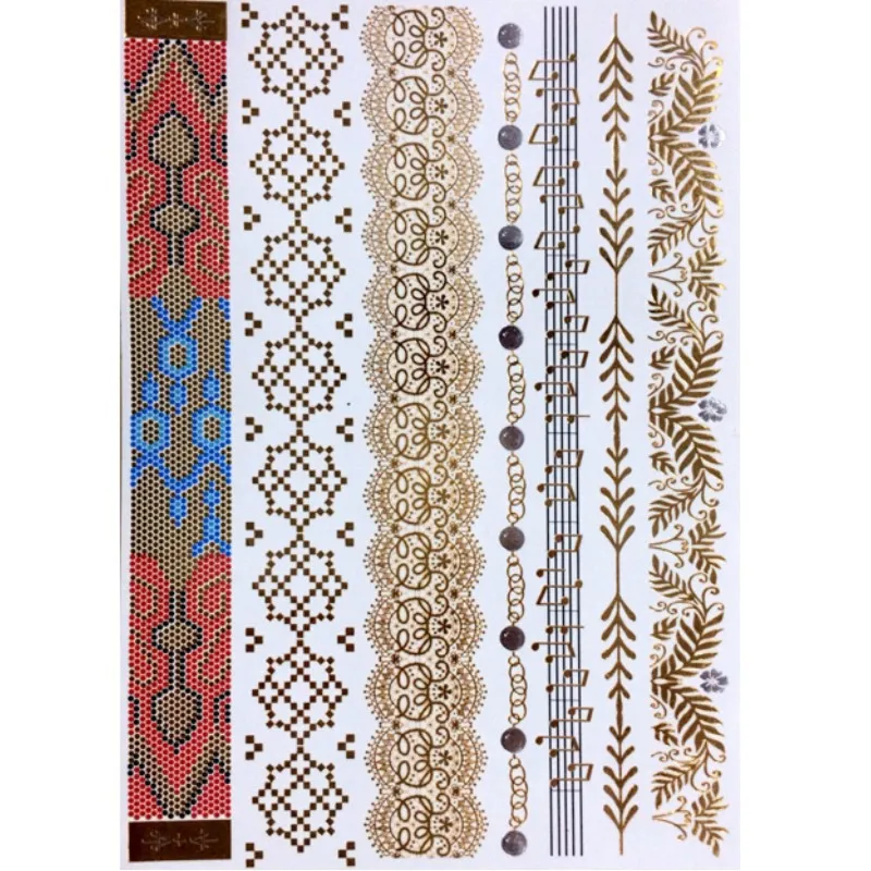 25 Styles Metallic Tattoos Waterproof Temporary Sticker Fake Flash Tattoo Designs Body Art For Girl Women Men NO.1-25 | Красота и