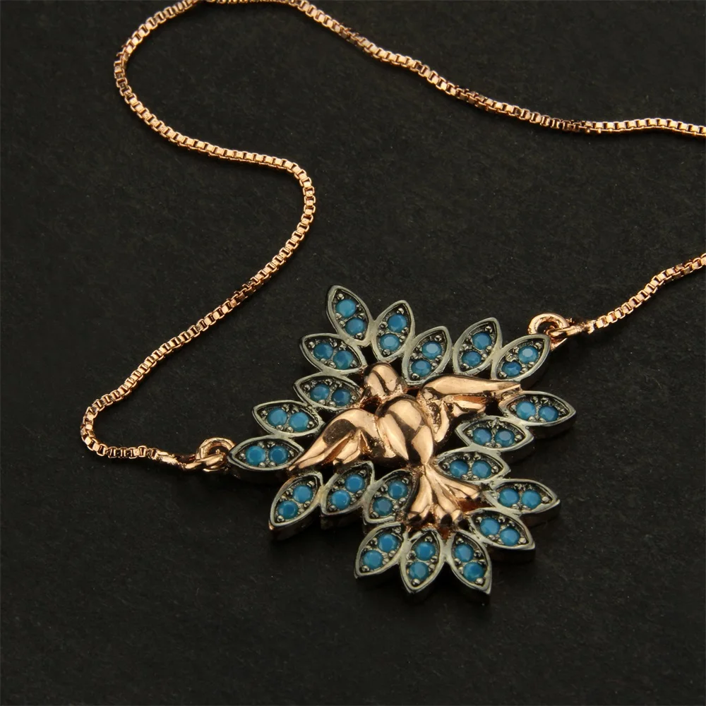 SUNSLL ожерелья золотого цвета с подвеской из меди и синего камня в форме орла