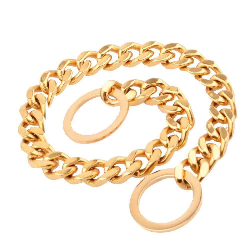 

Hot Sale 12-32" Gold Tone 316L Stainless Steel Dog Collar Necklace Pet Puppy Decorate Collar Pet Chain 12mm Wide
