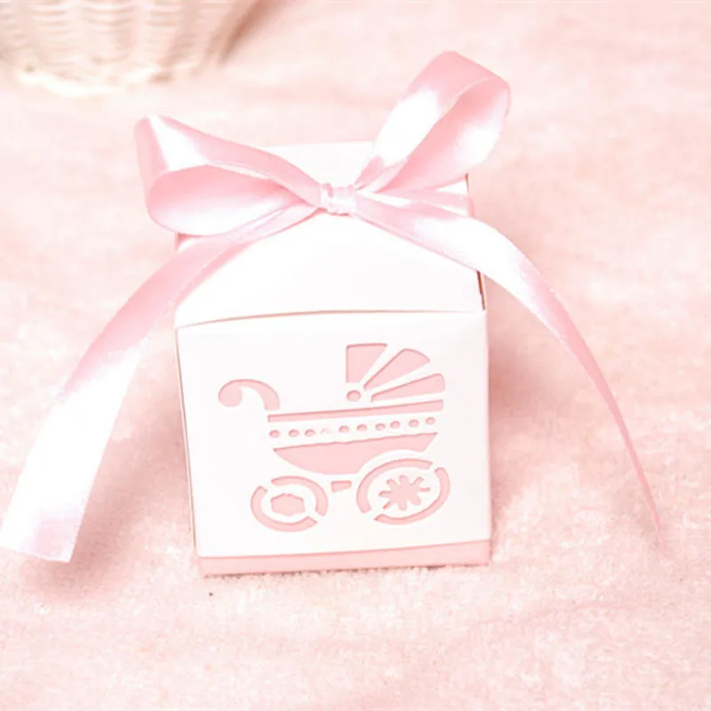 10 шт./лот свадебные украшения конфетная коробка с розовой лентой милая