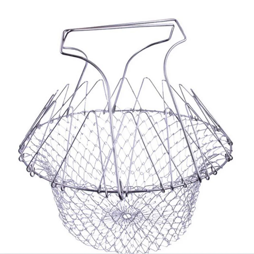 High Quality Foldable Steam Rinse Strain Fry French Chef Basket Magic Mesh Strainer Net Kitchen Cooking Tool | Дом и сад