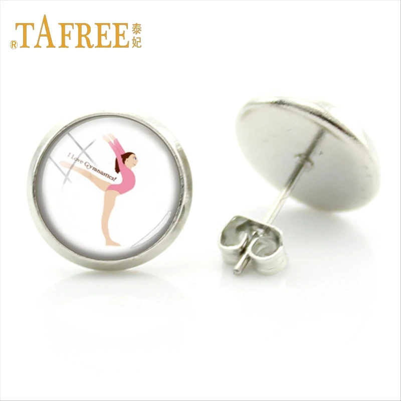 Серьги-гвоздики TAFREE для балета и гимнастики изящные круглые ювелирные украшения