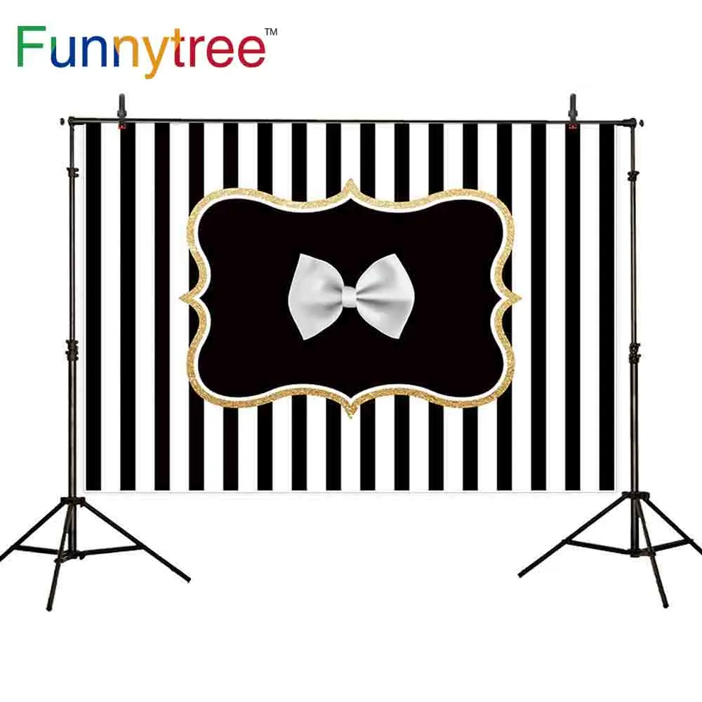 Funnytree фоны обои черные белые полосы Золотая рамка лук простой студийный День