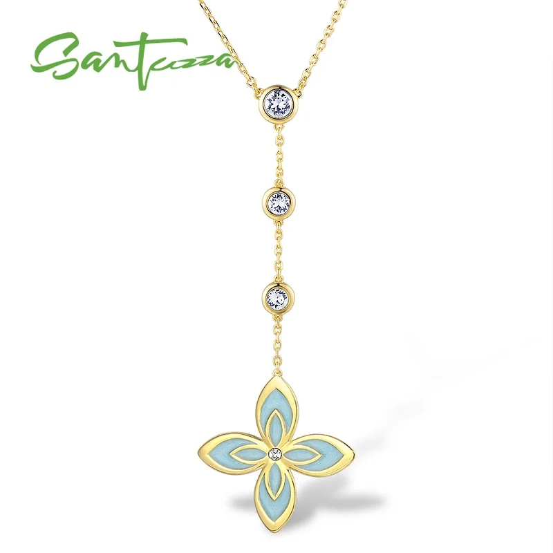 Gold Plated (Blue) Женское элегантное многоцветное ожерелье с цветком и сверкающими кристаллами, вечерние ювелирные изделия ручной работы из эмали - Окраска металла: Gold Plated (Blue)
