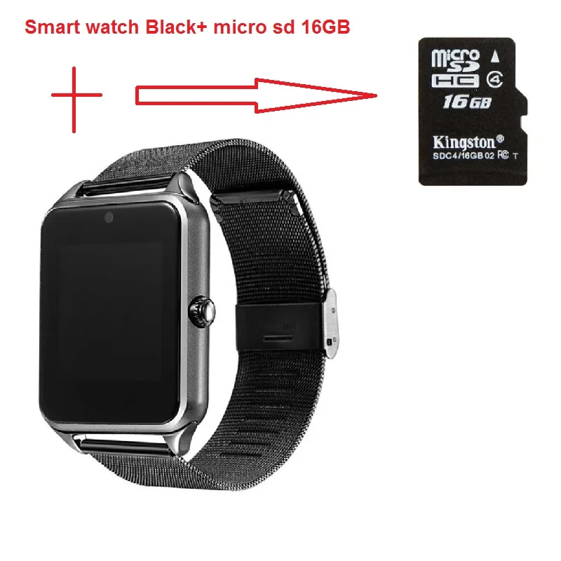 Black with TF 16GB Лидер продаж Bluetooth Смарт часы Z60 для мужчин и женщин Bluetooth 2G Smartwatch Поддержка наручные часы с SIM для IOS Android 16 ГБ TF Bluetooth - Цвет: Black with TF 16GB