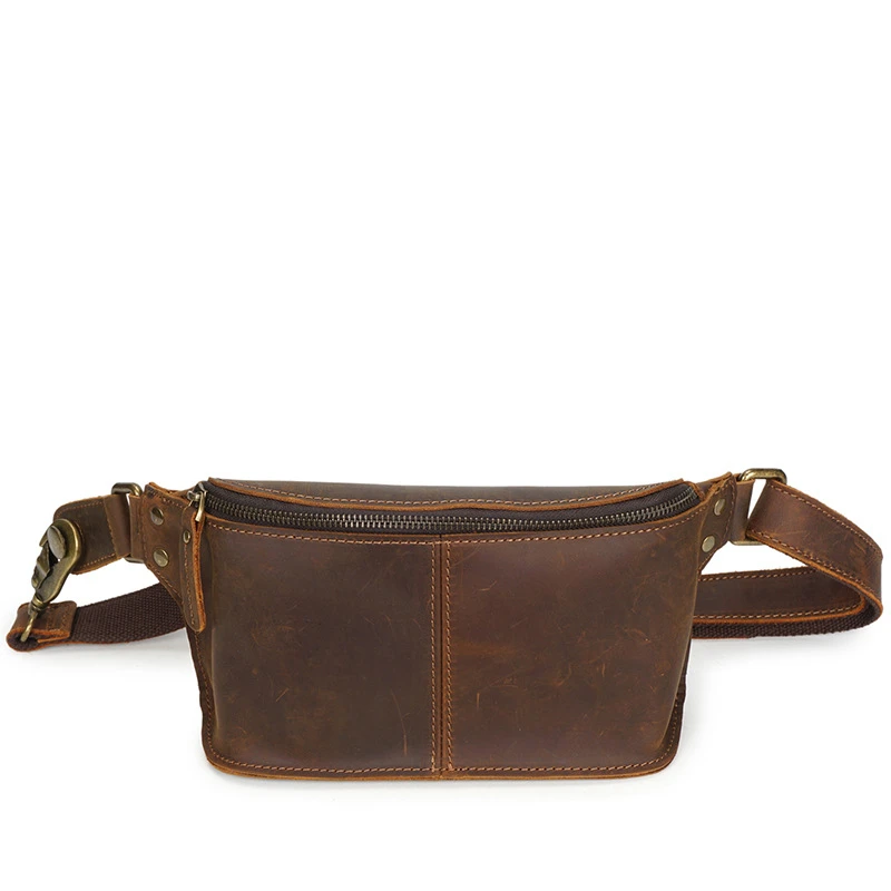Поясная сумка Мужская винтажная модная поясная из натуральной кожи для отдыха