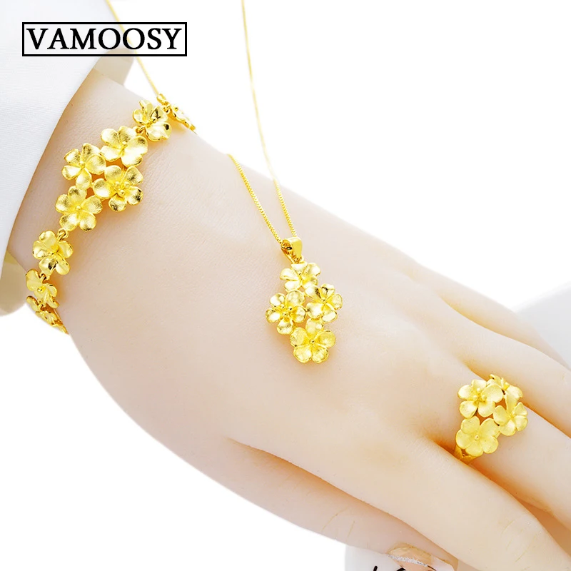 Изысканный свадебный комплект ювелирных изделий для невесты 100% 24 каратное