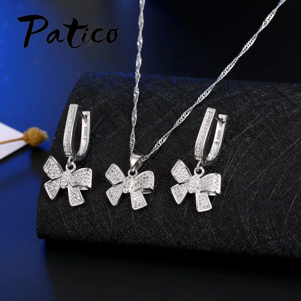 Комплект из колье и серёг серебра 925 пробы с австрийским кристаллом | Украшения