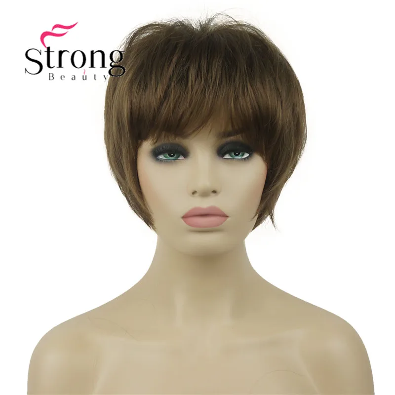 StrongBeauty короткий мягкий слоистый парик Омбре блонд полный синтетический парик