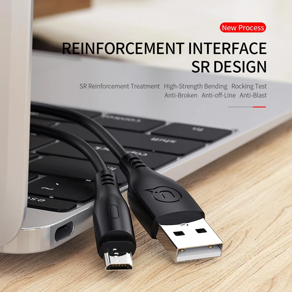 USAMS 10 шт./Партия 1 м 2A Micro USB кабель для быстрой зарядки и передачи данных