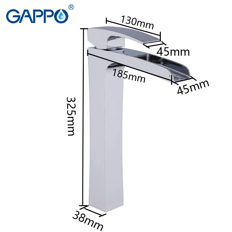 Смеситель для раковины GAPPO высокий кран крепления на поверхность хромированный