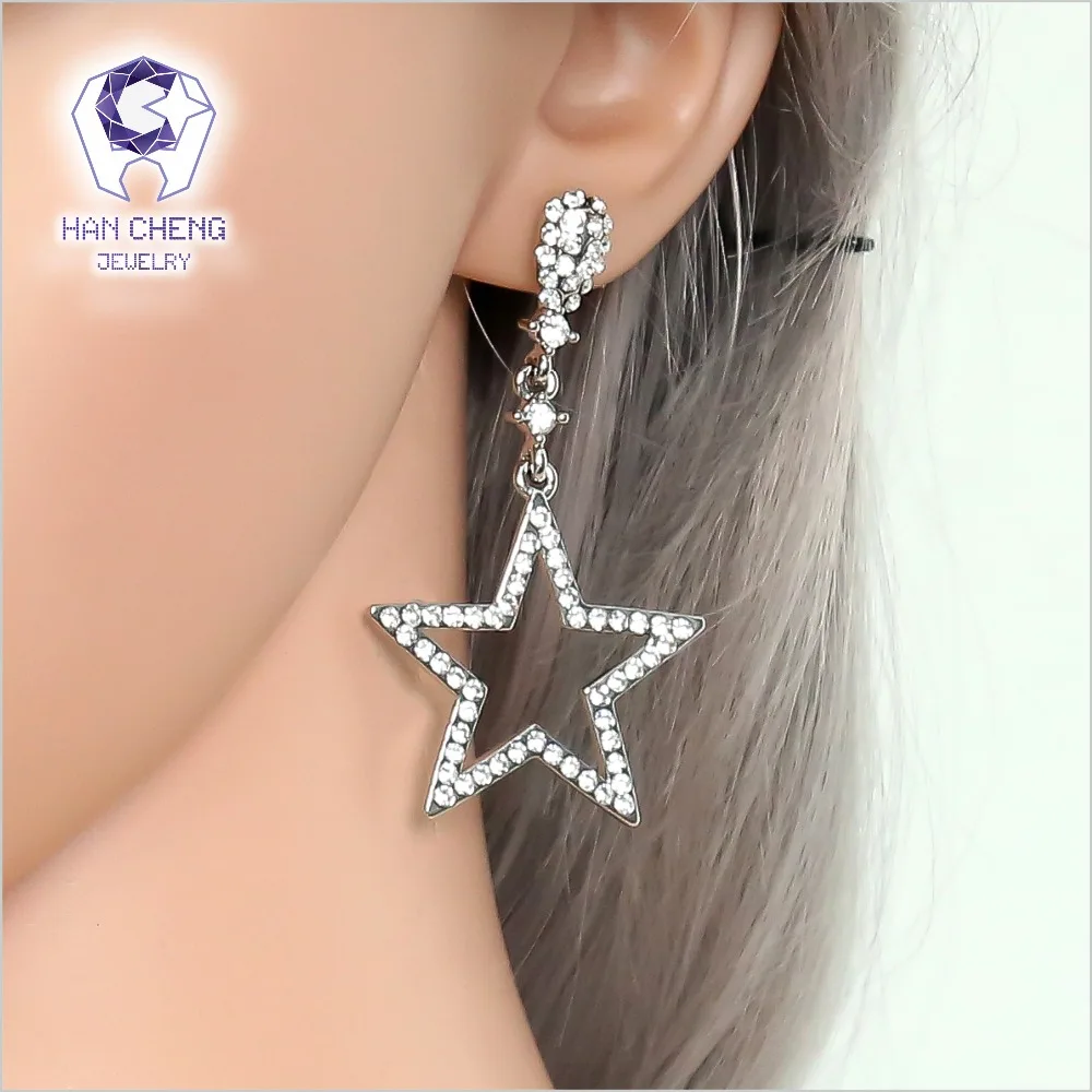 Новые Модные полые висячие серьги HanCheng с золотым драгоценным камнем Стразы Луна