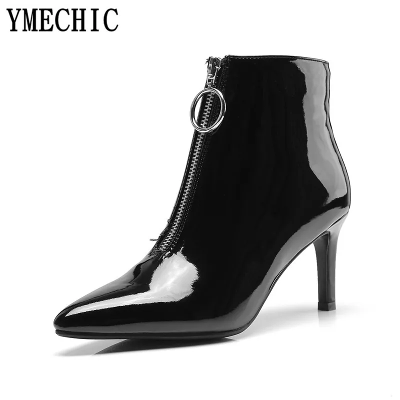 Женские ботильоны из ПУ кожи YMECHIC модные пикантные ботинки на тонком высоком