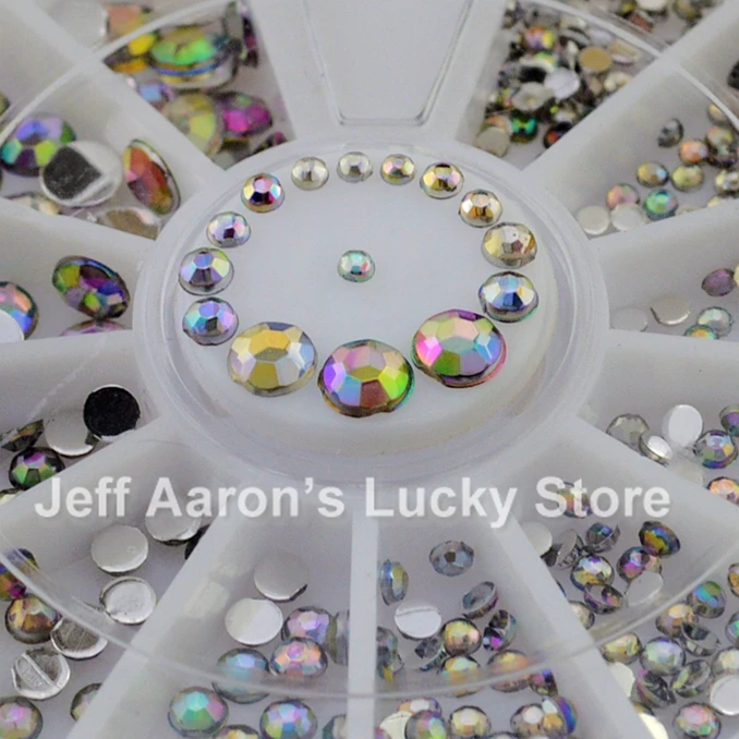 6 шт./лот разноцветные круглые блестящие стразы с плоской спинкой для ногтей