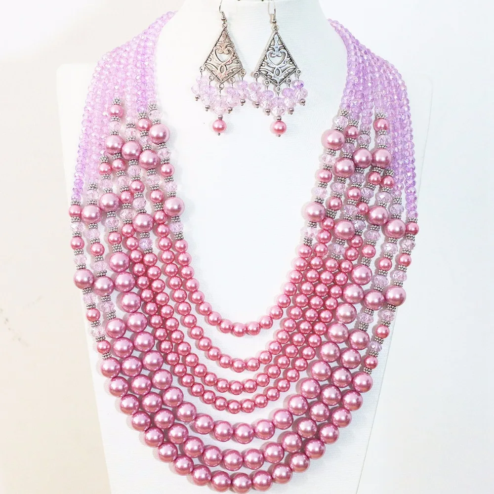 Ожерелье и серьги с бусинами 10 цветов 7 рядов|necklace earring|jewelry setsearrings necklace |
