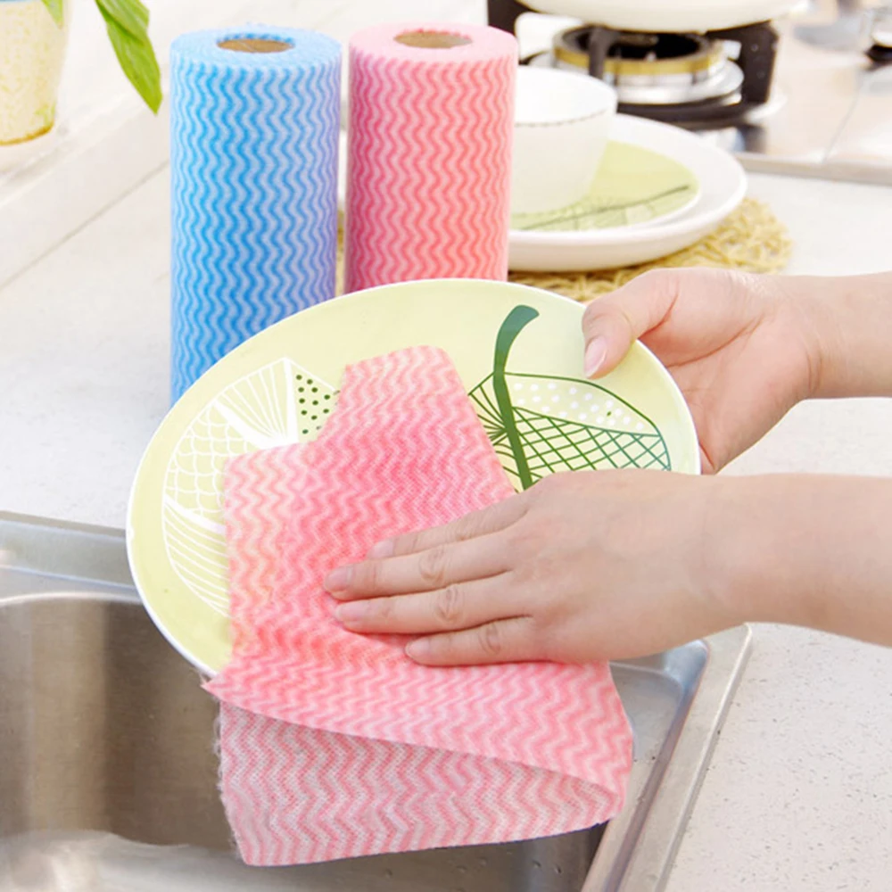 

15M Non-woven Fabric Kitchen Cleaning Cloth Multi-functional Disposable Dry/wet Non-stick Oil Wash Towel Dishcloth