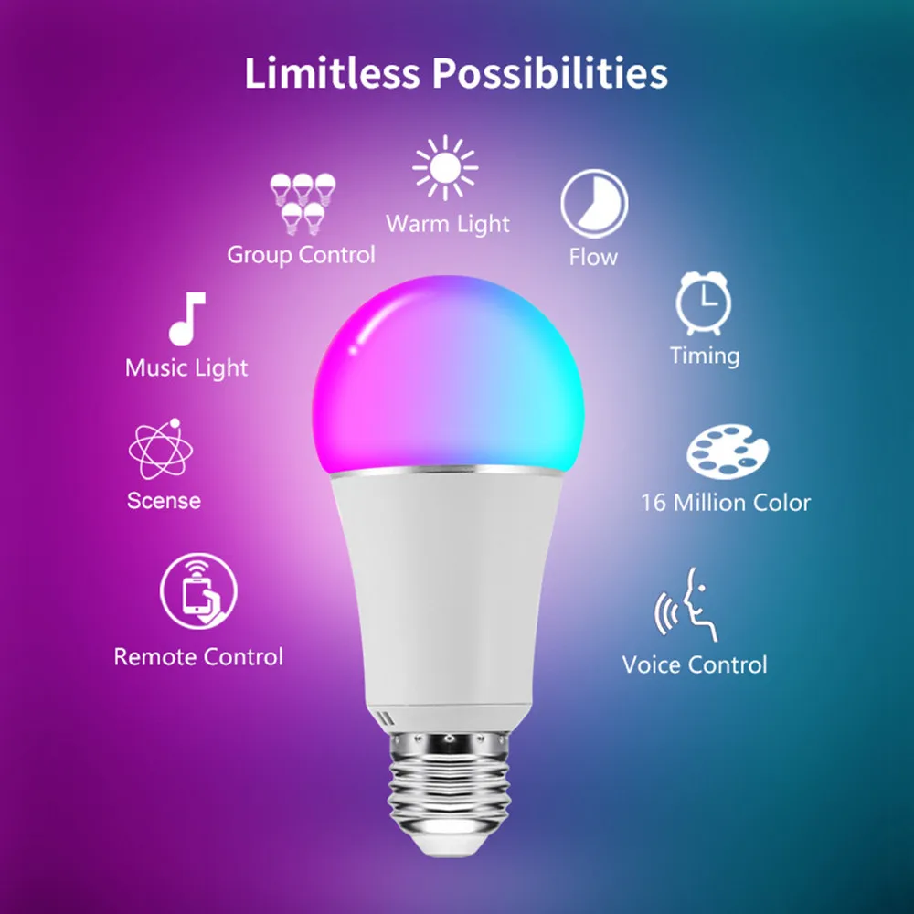 

7W Smart RGBW Tuya APP WiFi Control Bulb Connect Alexa and Google Home Voice and APP Control Long-Range and Group Control CR011