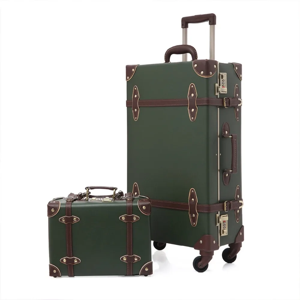 Чемодан из искусственной кожи набор для переноски багажа винтажный чемодан на - Фото №1
