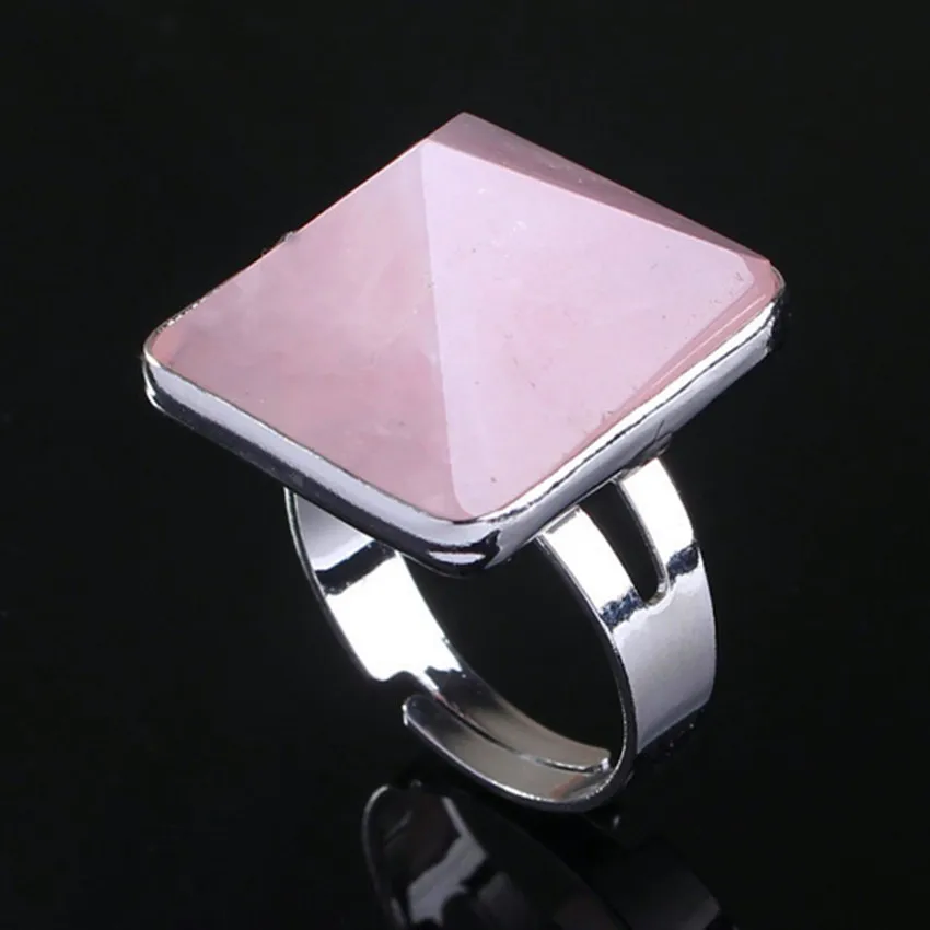 Модное регулируемое обручальное кольцо с бусинами и квадратной пирамидой для