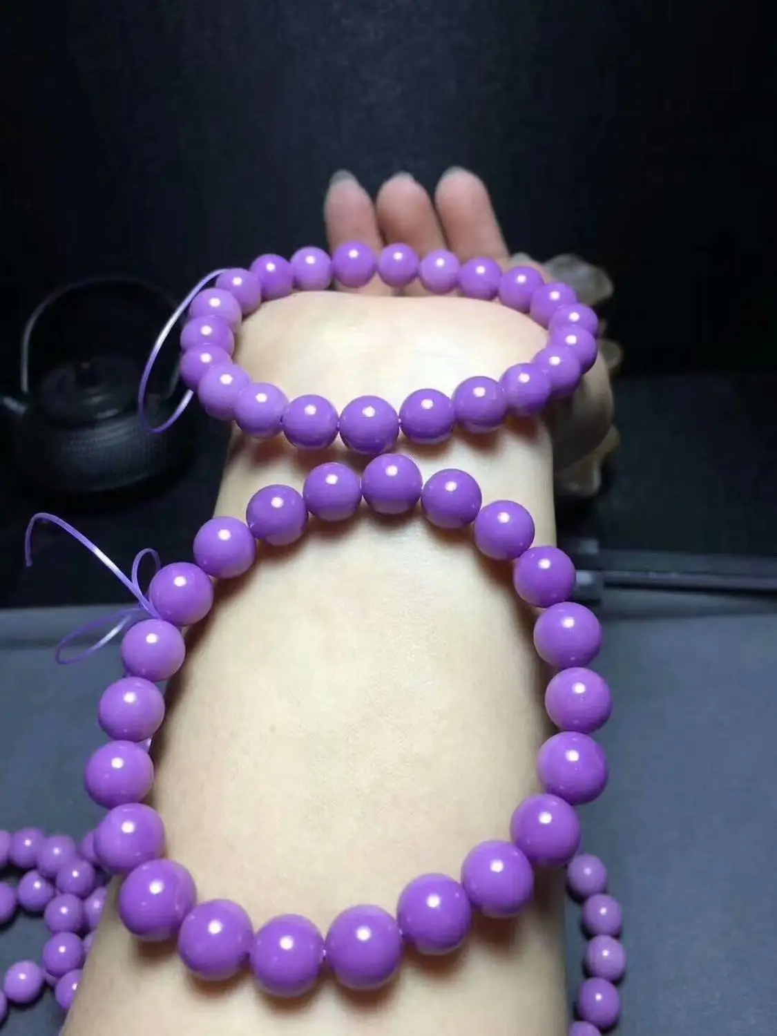 

Natural Bracelet Phosphosiderite Purple Beads 9-8mm AAA