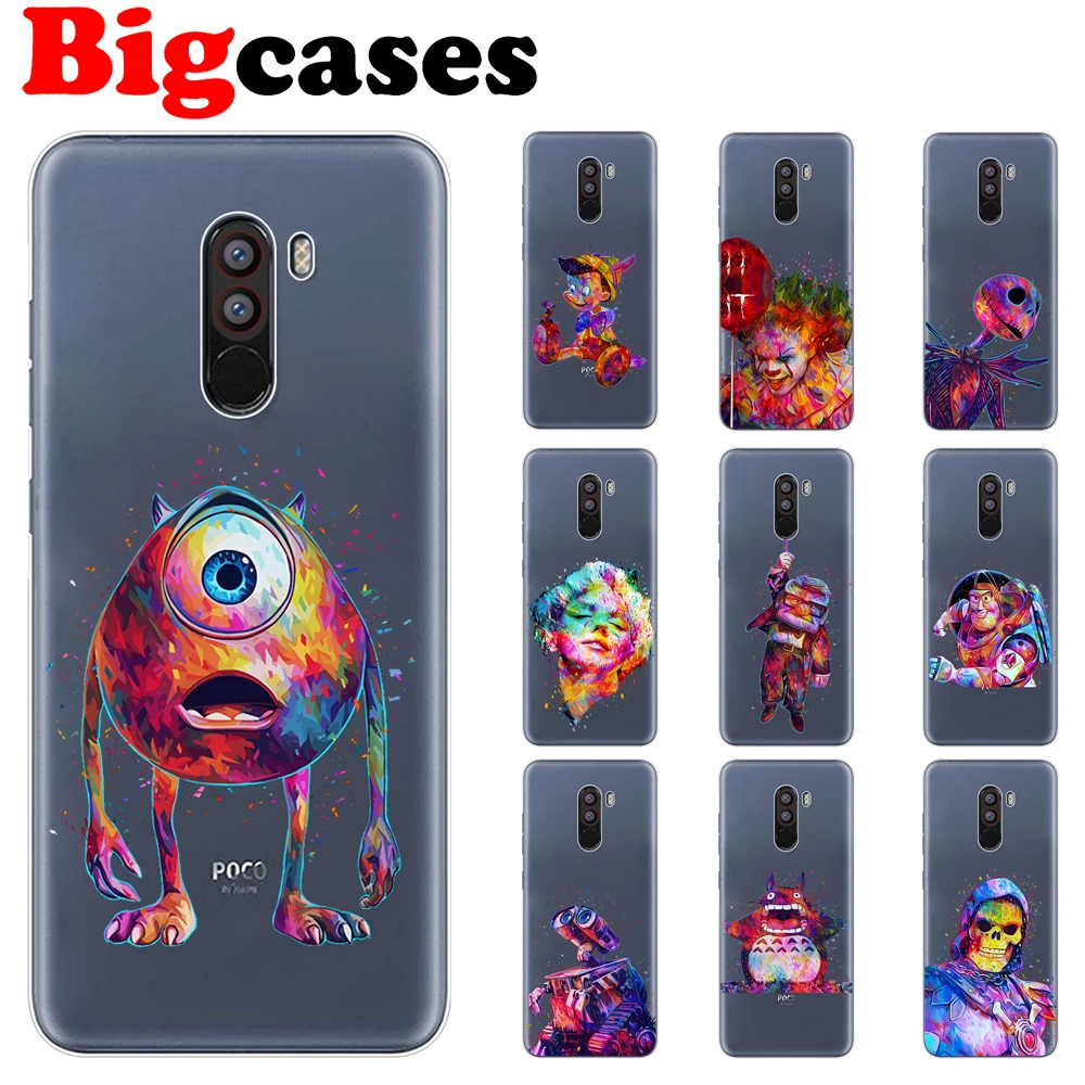 Soft TPU Funda For Xiaomi Pocophone F1 Case Cover 6.18&quot Silicone Capa Fashion Cute Monroe Clown WALL-E Poco Coque Phone Shell |