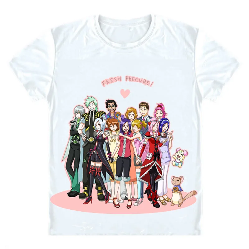 Футболки Fresh Pretty Cure рубашки с коротким рукавом в разных стилях блестками и