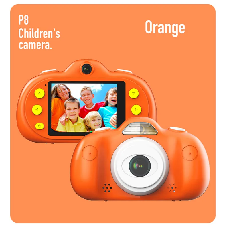 Orange Мини 8.0MP детская HD цифровая камера портативная обучающая детская камера полноцветная 2," ЖК-камера милый День рождения/Рождественский подарок - Цвет: Orange