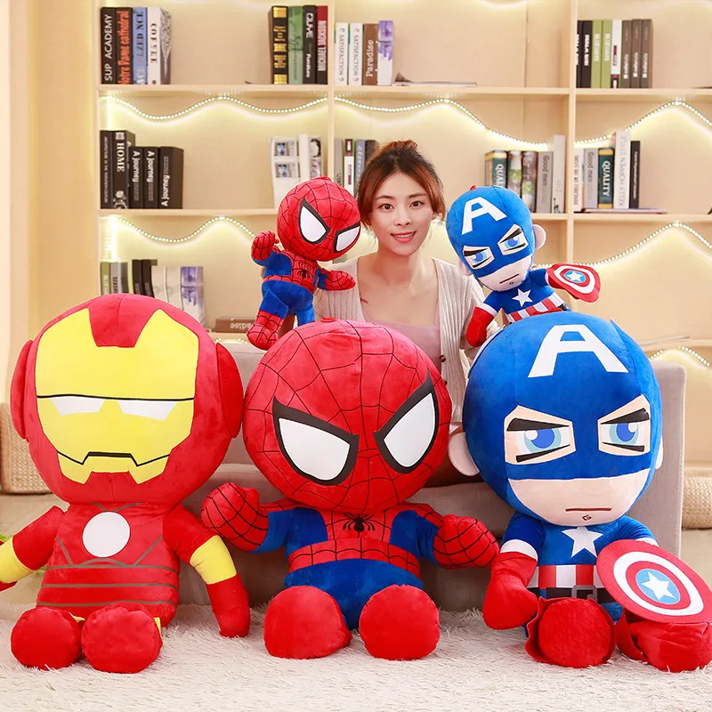 Новинка, 25-50 см, Marvel, Мстители, Капитан Америка, Железный человек, Человек-паук, плюшевая игрушка, мягкая кукла, подарок на день рождения для детей, мальчиков