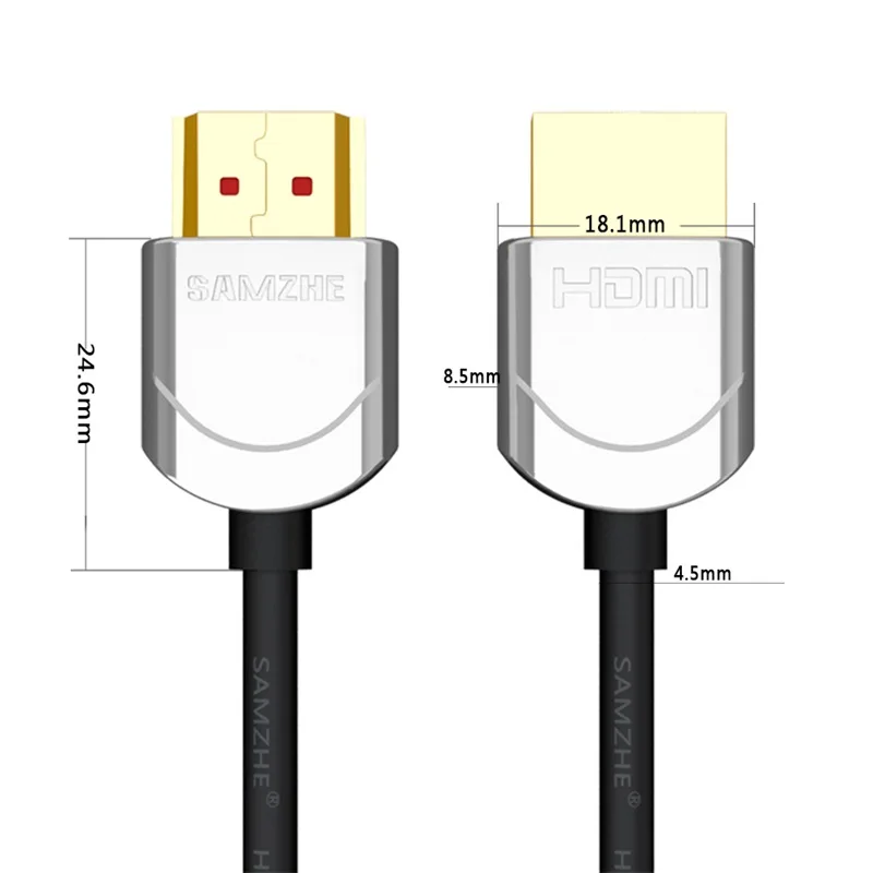 SAMZHE hdmi 2,0 кабель Мягкий тонкий hdmi к hdmi 4K* 2K UHD 3D 0,5 M 1M 1,5 M 2M 3M для PS4 xbox проектор HD tv компьютерный ноутбук