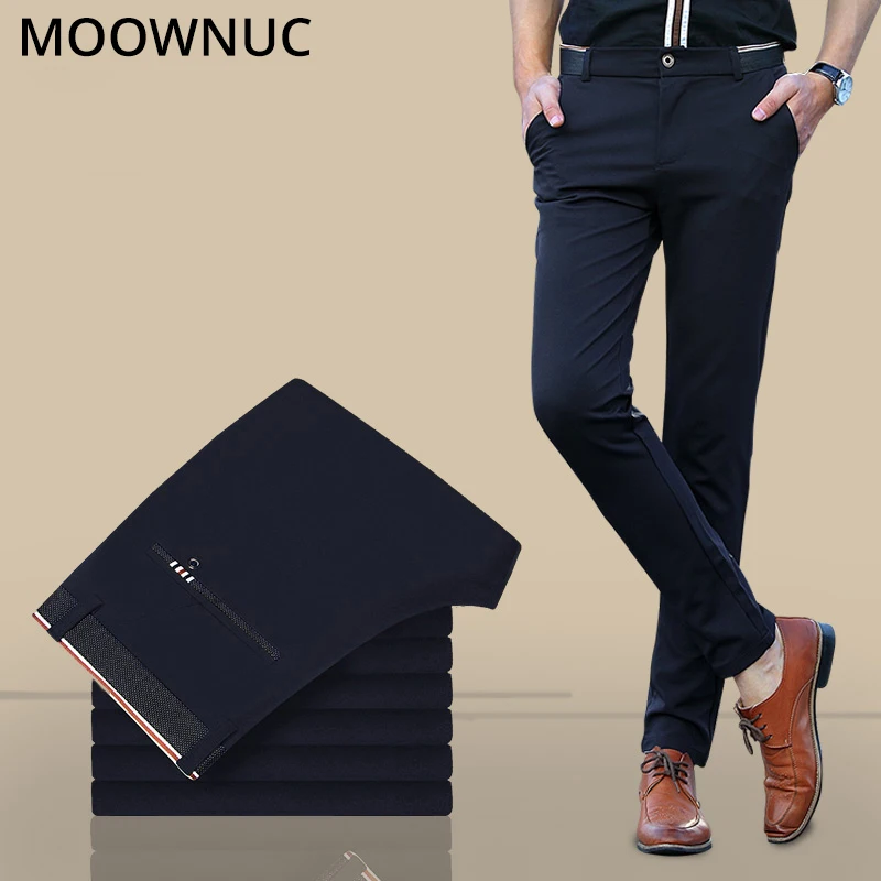 Брендовые брюки облегающие мужские повседневные деловые длинные модные MOOWNUC