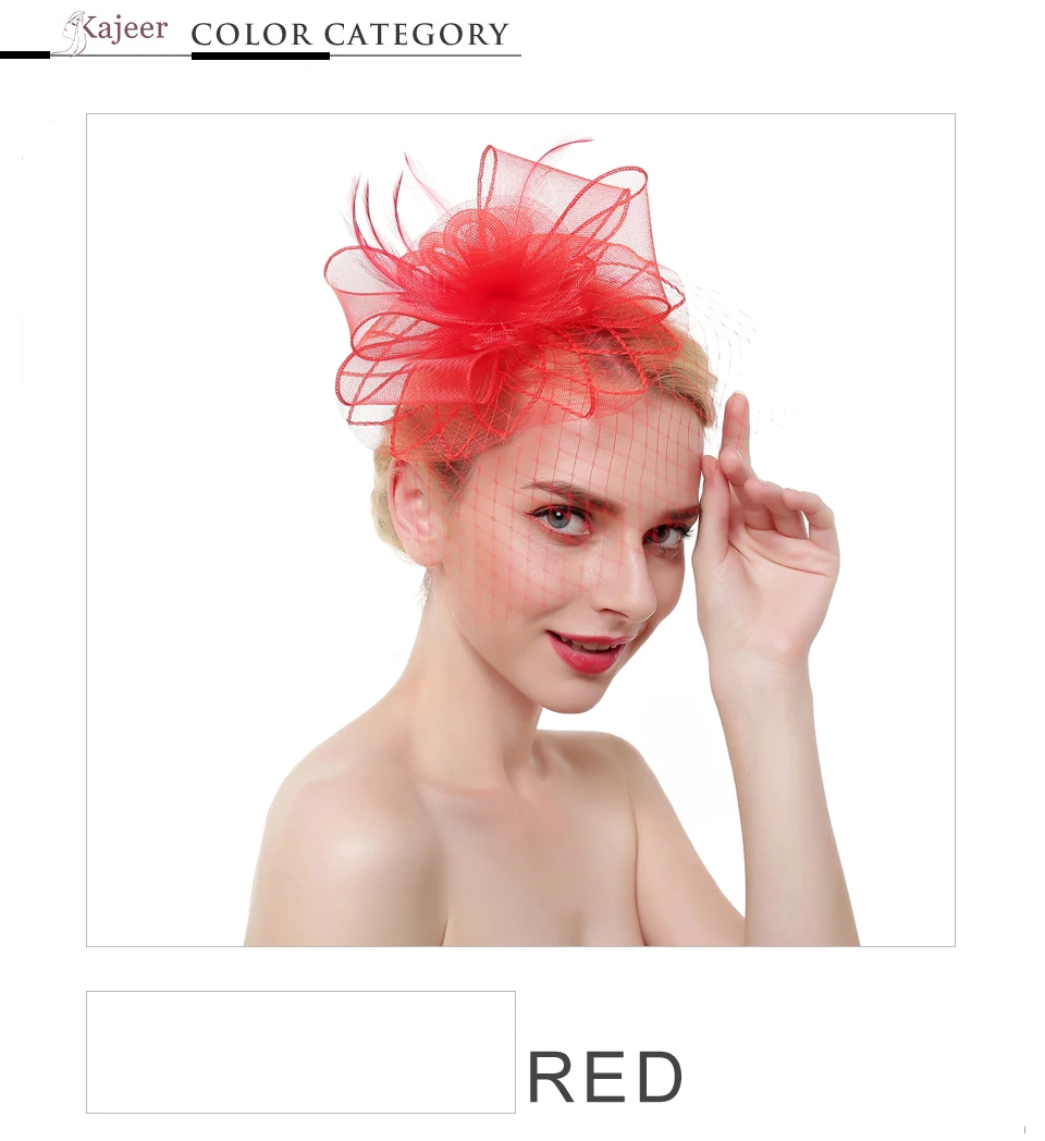 Kajeer стиль женские перьевые сетки Hairwear чародейные шляпы лошадь гонки праздничные шапки невесты пряди волос аксессуары для волос